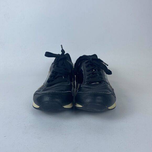 Reebok Royal 422 Sports Shoes Girls Size 4.5 Black Leopard Print Leather Lace up - Picture 2 of 10